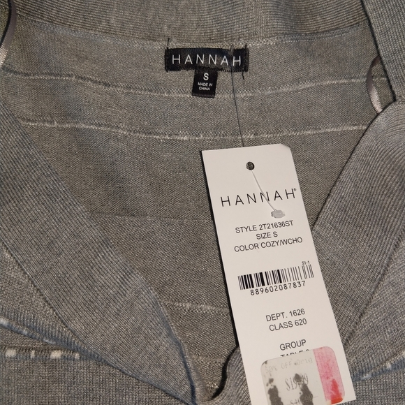 Hanna Gray & White Boatneck short sleeved Top, Size S, NWT - Picture 3 of 6